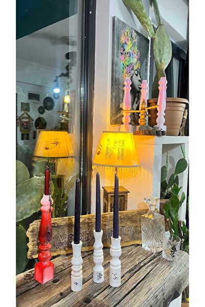 Woodlinity Eskitme beyaz 3’lü mumluk