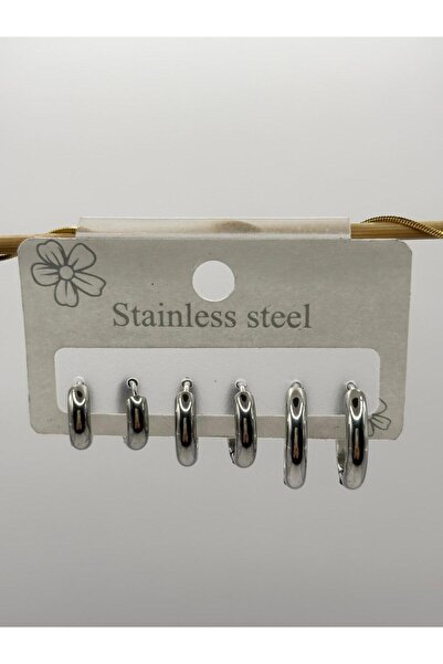 aurora dükkan Steel Silver Color Thick Hoop Earrings