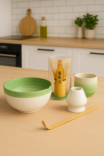 MATCHİVA 5'Lİ MATCHA SETİ - Kase, Tutucu, Bambu Çırpıcı, Bambu Kaşık ve Match...