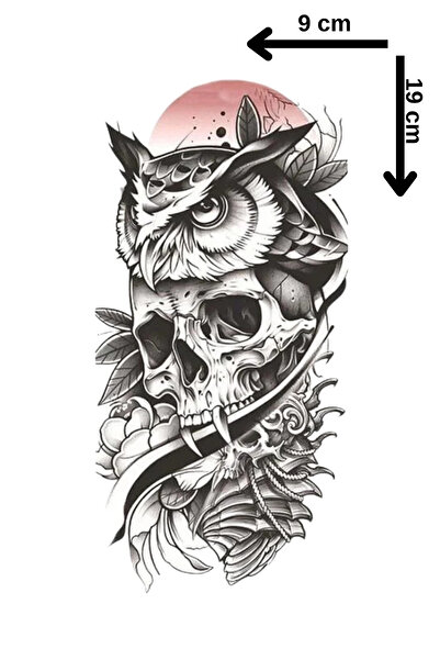 Barly Geçici Baykuş Figürlü Dövme Tattoo