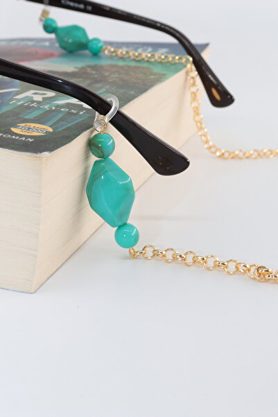 KEEBA Traces of Elegance Women's Glasses Chain. Gold-Colored Beaded Glasses Rope Strap Sparkling Accessory