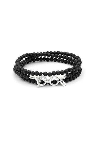 KUZZOI Bracelet Bracelet Men Lava Black 925 Sterling Silver 19 cm