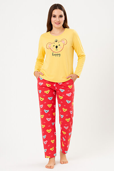 VİENETTA 100% Cotton Women's Koala Patterned Pajama Set