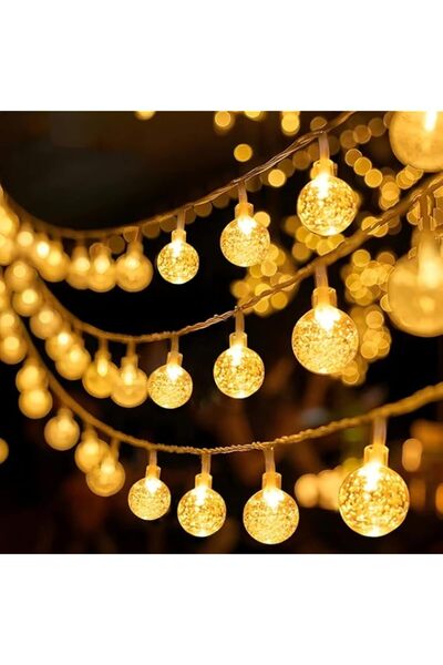 Generic Crystal Crackle Ball Lights 5m 50 LED Soft White Battery Operated Fai...