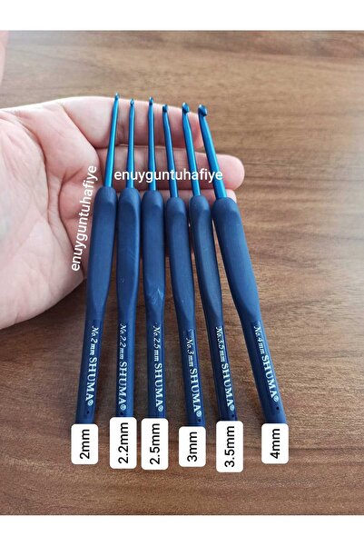 Enuyguntuhafiye Croșetat albastru cu mâner din silicon Shuma de 3,5 mm