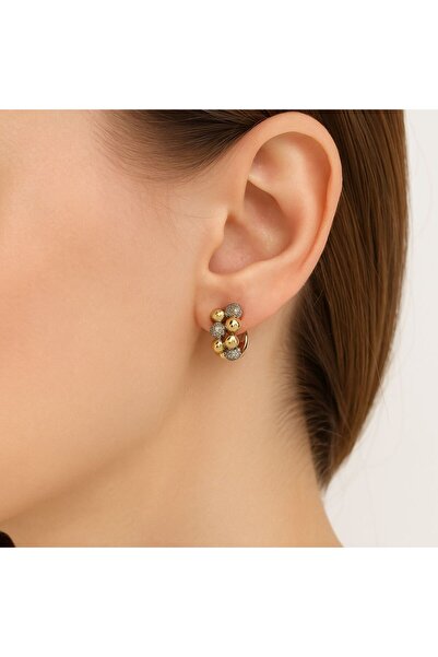 ESYURA ACCESSORIES Steel Earrings - Gold Silver Ball Figured Women's Earrings...
