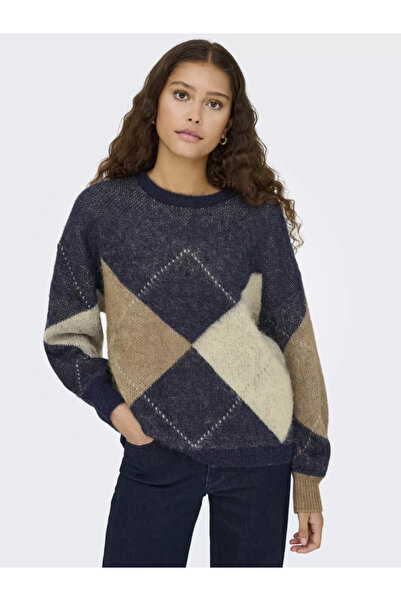 ONLY Pulover Onlnoeme Life La Jq O-Neck Nca Knt pentru femei din lână cu model din material subțire