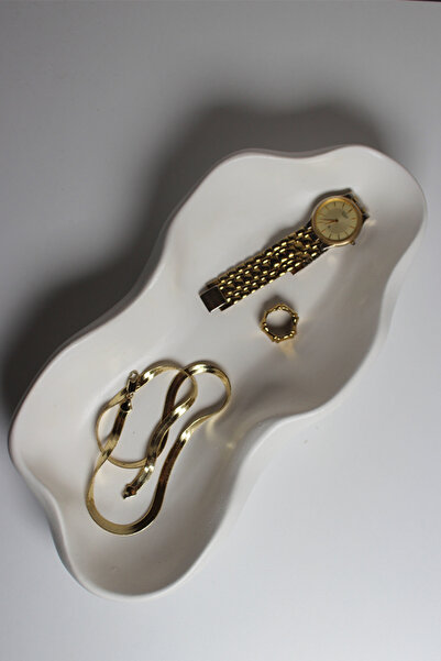 The Craft Thor Μεγάλο διακοσμητικό μπολ από σκυρόδεμα ακανόνιστης μορφής από λευκό σκυρόδεμα |   Οργανωτής κοσμημάτων και αξεσουάρ