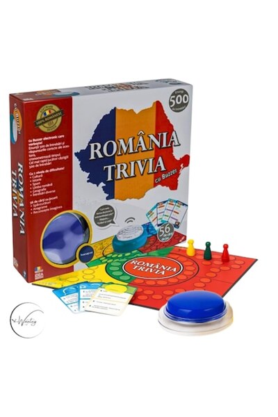 e-Wantay TRIVIA ROMANIA Joc electronic cu buzzer vorbitor, 500 de întrebări, 2 niveluri, 56 de cărți