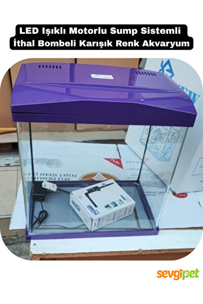 sevgipet LED Işıklı Motorlu Sump Sistemli İthal Bombeli Karışık Renk Akvaryum