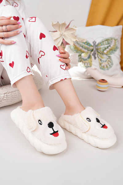 RoseVeno Women's Plush House Slippers with Dog Figure