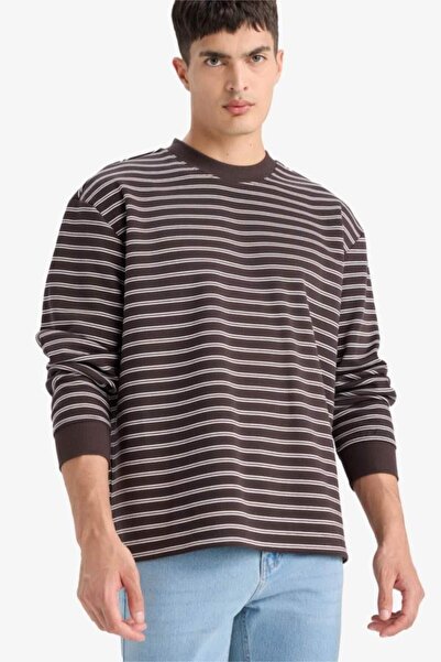 DeFacto Φούτερ με ριγέ λαιμόκοψη Relax Fit (25 AU)