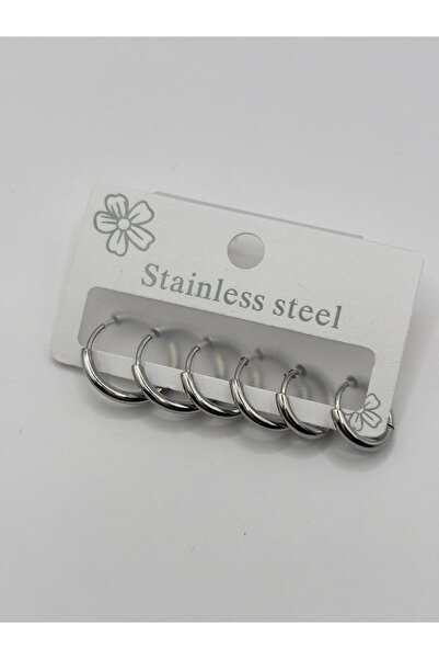 aurora dükkan Steel Silver Color Thin Hoop Earrings