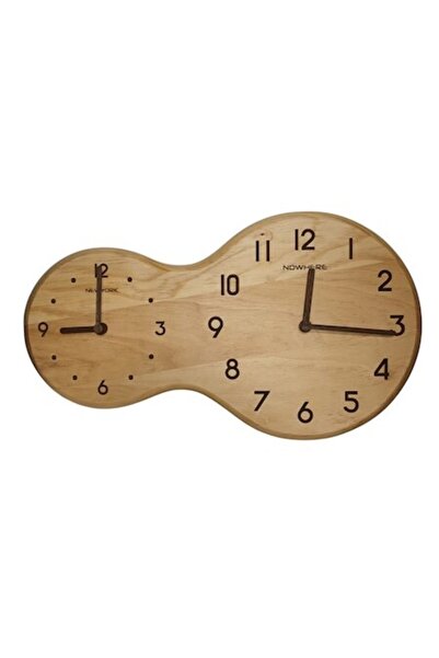 Non Brand Double solid wood wall clock, laser engraved, 49 cm