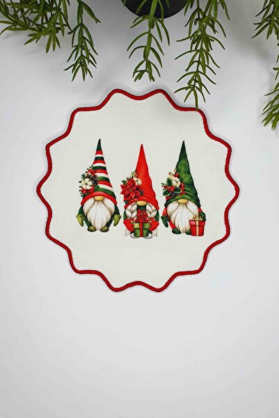 decofav New Year Gnomes Figured Embroidery Edge Cocktail Napkin 1 Piece