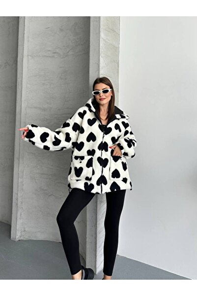 SUN STYLE KALP DESENLİ & ASTARLI KUZU LASTİK ve KAPÜŞON ÖZEL DETAY PELUŞ MONT