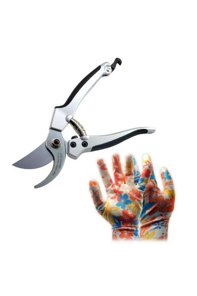 xtline Foarfeca gradina, tip bypass, otel SK5 + manusi latex, 22 cm,