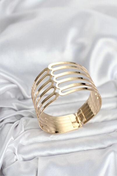 Clariss Gold Color Brass Rib Model Women's Bracelet