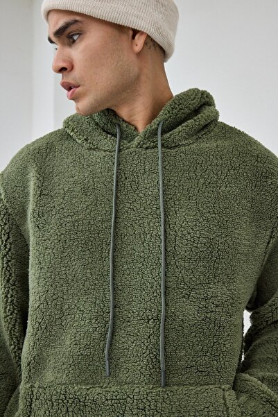 İLKCET MODA Βασικό με κουκούλα oversized Φούτερ από βελούδινο ύφασμα