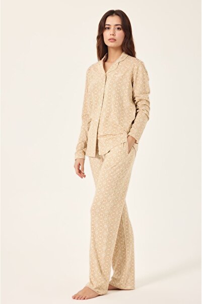 Pierre Cardin Kadın Pamuklu Modal Boydan Patlı Kutulu Pijama Takımı Q9P0K1C9K