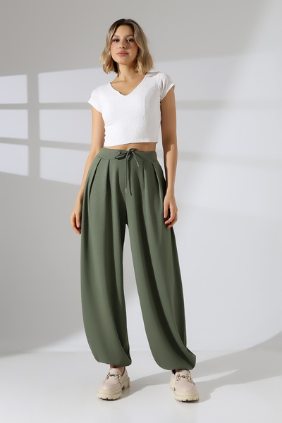 lubiti Women's High Waist Lace-Up Shalwar Patolon