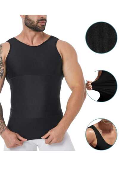 VEYA مشد علاقي اسود مطور لشد البطن والتثدي عند الرجال