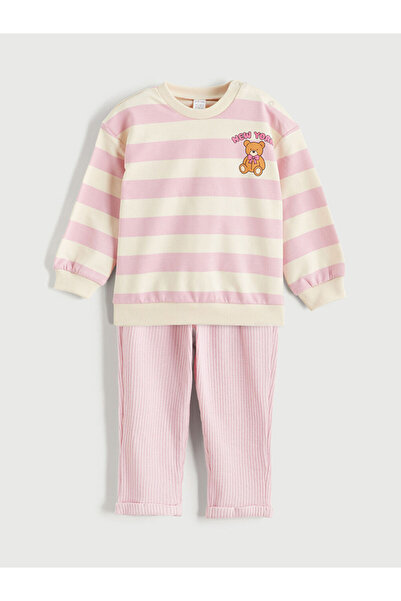 LC Waikiki Printed Baby Girl Sweatshirt and Pants