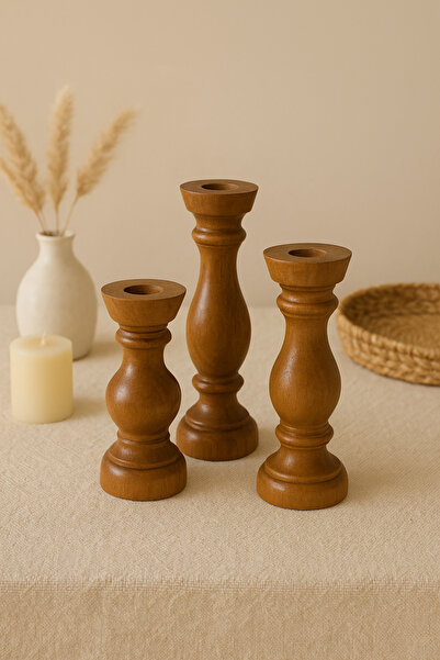 HAPPYHANDSSAPANCA Dekoratif 3’lü Şamdan mumluk