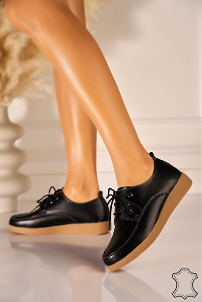 Joana Women's Black Leather Loafers Adelyn