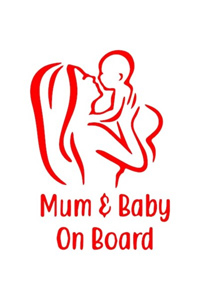 Oracal 651 Sticker Baby On Board, Mum & Baby, 20cm, red