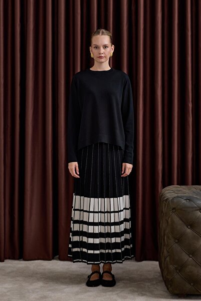 Hilay Perla Piliseli Triko Etekli Takım SİYAH