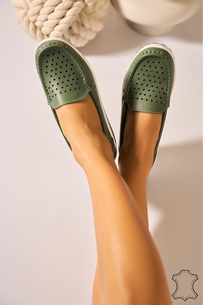 Joana Γυναικεία Τυρκουάζ Δερμάτινα Μοκασίνια από την Anzal