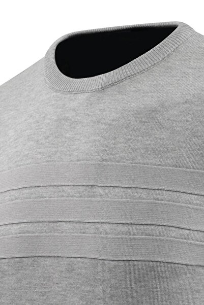 Çizgi Triko Ανδρικό πουλόβερ με λαιμόκοψη από ατσάλι πλεκτό κλασικό καλούπι 5247C BGL-ST04858