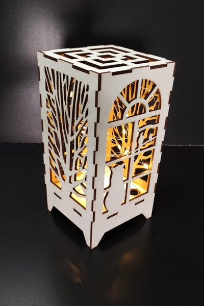 KOLAY DROP Ahşap Abajur Dekoratif Mini Özel Tasarım Ahşap Abajur Masa Süsü Pi...