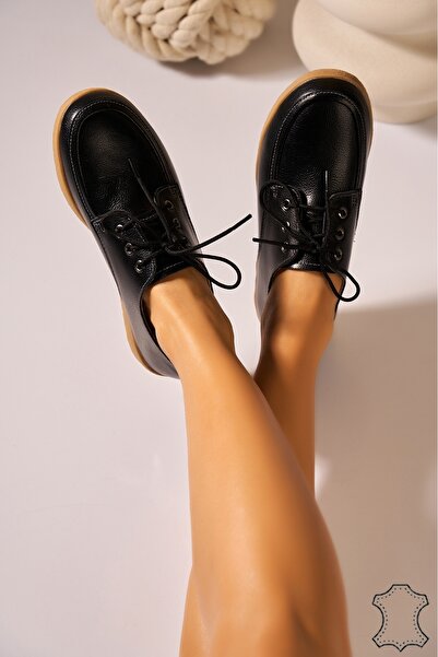 Joana Women's Black Leather Loafers Adelyn