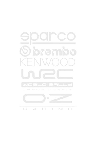 OEM Set 5 stickere auto, culoare alb, 30x22 cm, Sparco, Brembo, Kenwood, WRC, OZ