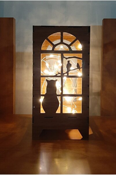 KOLAY DROP Ahşap Abajur Dekoratif Mini Özel Tasarım Ahşap Abajur Masa Süsü Pi...