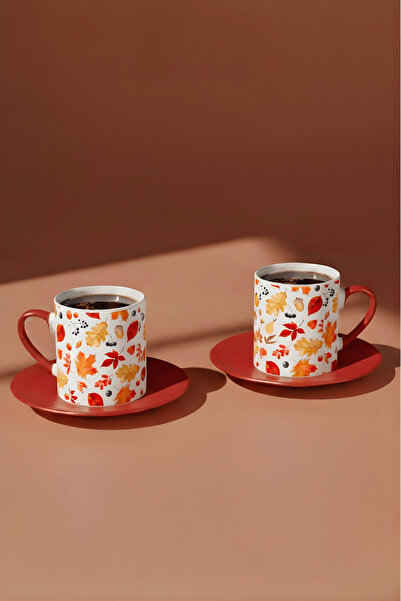 Cool Stuff Studio Sonbahar Temalı 2'li Türk Kahvesi Fincanı
