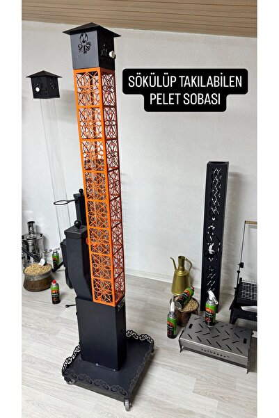 TUTUKBEY FÜZE MODERN PELET SOBASI 120 CMLİK EV BAHÇE BALKON KAFE ALANLARDA KULLANIM