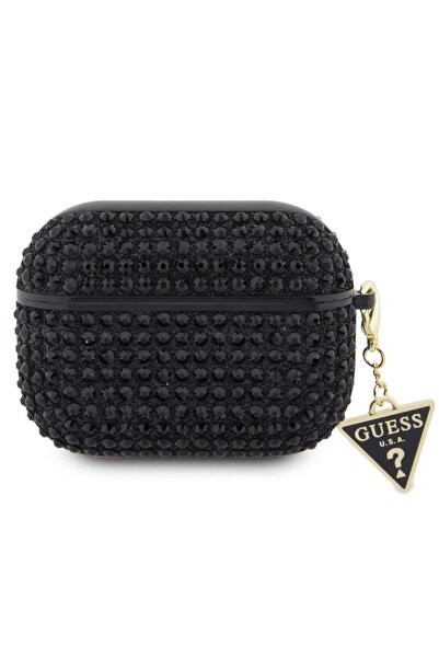 Guess Husa Rhinestones Triangle Metal Logo Airpods Pro Negru