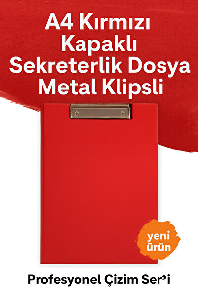 KarmaOfis A4 Kırmızı Kapaklı Sekreterlik Dosyası Metal Klipsli