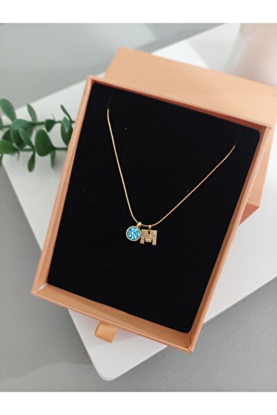 LUCKY ACCESSORIES قلادة ذهبية نسائية من حجر الميلاد الفولاذي، لون الميلاد، قل...