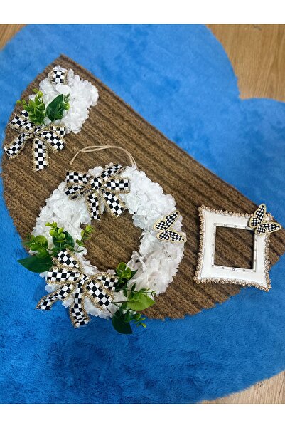 Marrone Bahar Dalları Kapı Süsü Paspas Ve Priz Çerçevesi 3'lü Takım