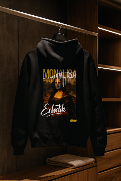 VANTINA سويت شيرت موناليزا راك مطبوع بغطاء رأس