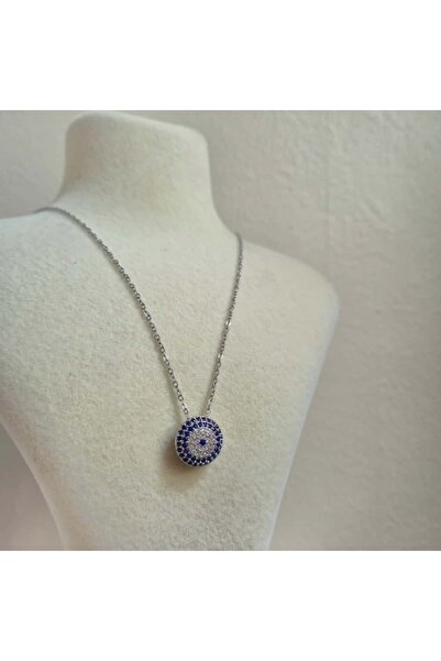 Haze قلادة من الفولاذ المقاوم للصدأ مع حجر العين الزرقاء