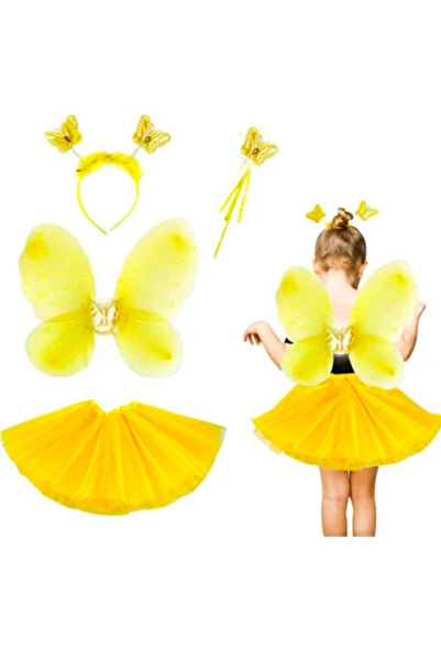 WOMEN 'S HEART مجموعة أزياء الفراشة الصفراء - تنورة توتو، أجنحة، تاج وعصا |  ...