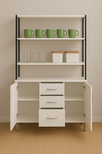 Yek MOBİLYA KK ÇOK AMAÇLI DOLAP 2 KAPAKLI 3 ÇEKMECELİ KAHVE KÖŞESİ