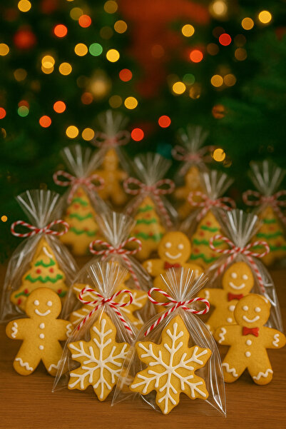 vanilinkitchen Yılbaşı Zencefilli Kurabiye El Yapımı Süslemeli Noel Kurabiyeleri 15 Adet