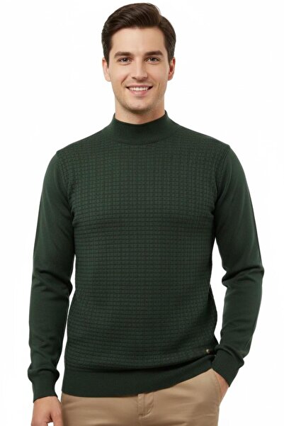 Çizgi Triko Men's Half Fisherman Sweater Steel Knit Regular Fit 5204B Bgl-St04855