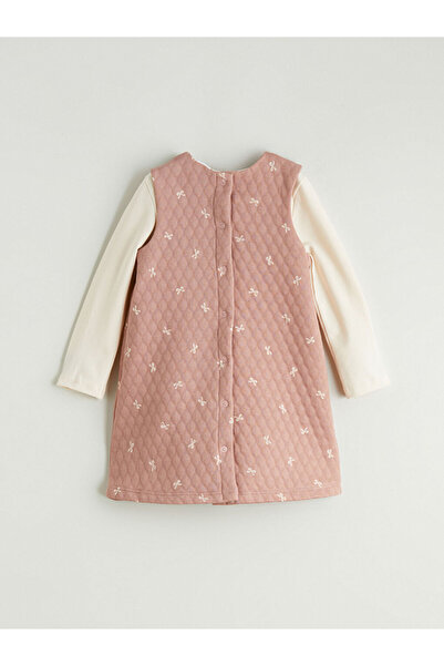 LC Waikiki Pembe Fiyonk Baskılı Kız Bebek Elbise Ve Tişört